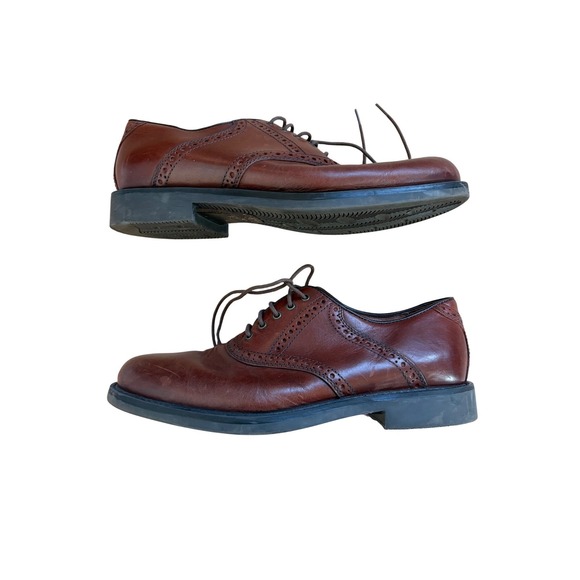 Johnson & Murphy Leather Oxford Dress Shoes Wingtip Lace Up Brown Classic size 8 - Picture 3 of 9